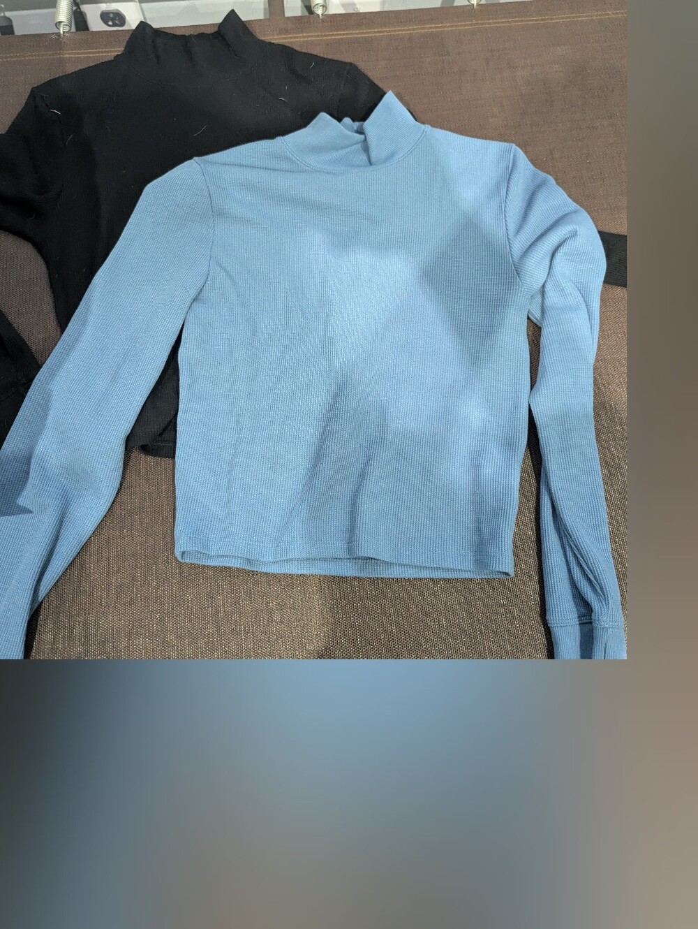 2 American Eagle Cropped Waffle Knit Tops